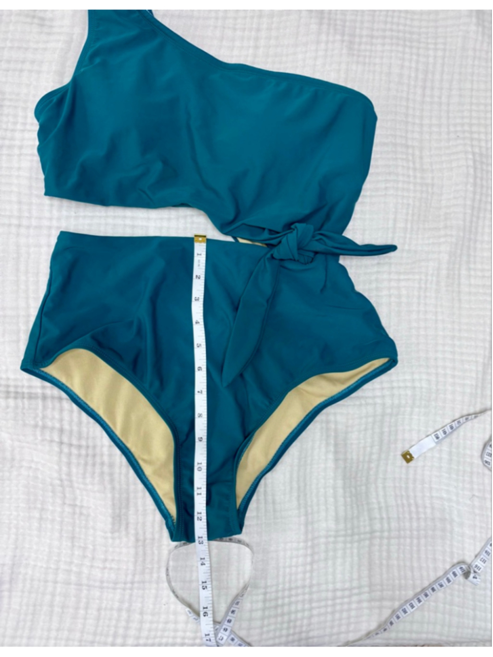 Women's Unbranded Teal One-Piece Swimsuit with Cutout and Tie, Size L - Picture 6 of 10